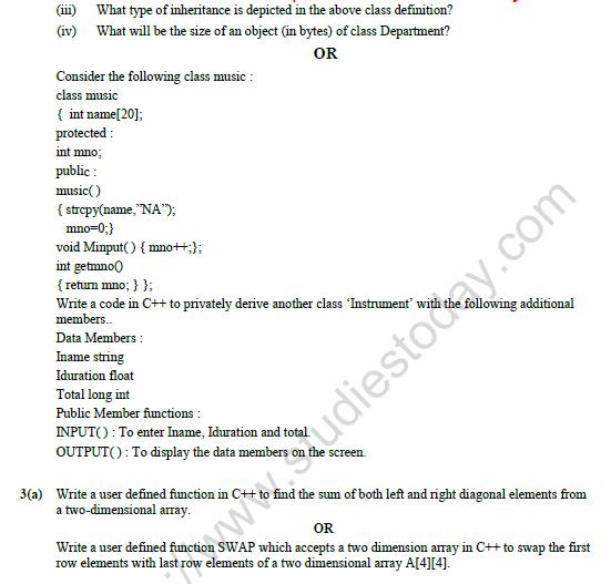 CBSE Class 12 Computer Science Question Paper 2021 Set C Solved